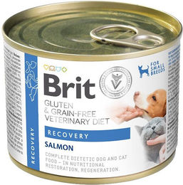 Produktbild von BRIT Veterinary Diet Grain Free Recovery Nassfutter Lachs und Hühnerleber für Hunde und Katzen 200 g