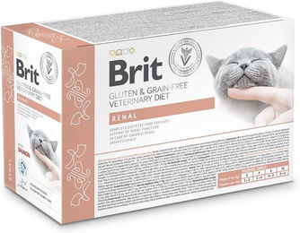 Produktbild von BRIT Veterinary Diet Grain Free Renal Katzen Nassfutter Lachs und Huhn in Sauce 12x85g zur Unterstützung der Nierenfunktion