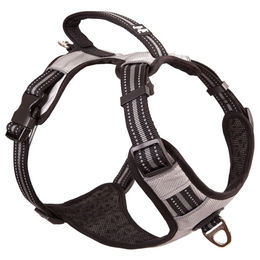 Produktbild von Brother Cat Dog Gepolstertes Nylon Geschirr für Hunde und Katzen wasserabweisend grau schwarz Größe L