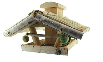 BTEC Vogelhaus Heide aus Echtholz mit integriertem Futtersilo – Bild 1 von 5