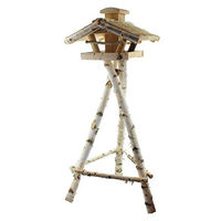 Produktbild von BTEC Vogelvilla Heide Vogelhaus aus Echtholz mit Futtersilo und Ständer XXL 145cm Höhe 60cm Breite Braun