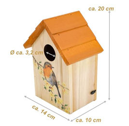 Bubble-Store Meisenkasten aus Holz für Wildvögel wie Spatzen und Meisen in Orange FSC-zertifiziert – Bild 1 von 5