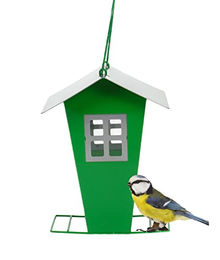 Bubble-Store Vogelfutterhaus Futtersäule aus Metall mit Sichtfenster und abnehmbarem Dach Grün – Bild 1 von 3