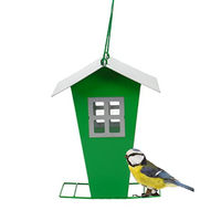 Produktbild von Bubble-Store Vogelfutterhaus Futtersäule aus Metall mit Sichtfenster und abnehmbarem Dach Grün