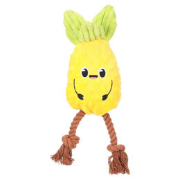 Produktbild von Bubto Flamingo Hundespielzeug Ananas mit Seil und Squeaker Gelb aus Plüsch