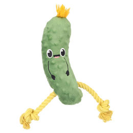 Bubto Flamingo Hundespielzeug Gurke mit Seil aus Plüsch grün mit Squeaker für alle Hundegrößen – Bild 1 von 2