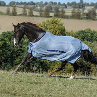 Produktbild von Bucas Buzz-Off Classic Cut Fliegendecke für Pferde Silber Blau Rückenlänge 135 cm