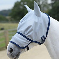 Produktbild von Bucas Buzz-Off Extended Nose Fliegenmaske mit Nasenschutz für Pferde Silber/Blau XL