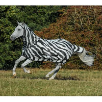 Produktbild von Bucas Buzz-Off Fliegendecke für Pferde mit Halsabdeckung Zebra Design Größe 125