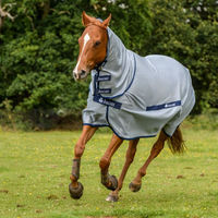 Produktbild von Bucas Buzz-Off Full Neck Fliegendecke für Pferde Silber Blau