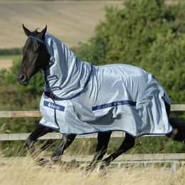 Bucas Buzz-Off & Neck Fliegendecke für Pferde in Blau und Grau aus Nylon – Bild 1 von 4