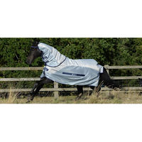 Produktbild von Bucas Buzz-Off Rain & Neck Fliegendecke für Pferde Silber/Blau 110 cm