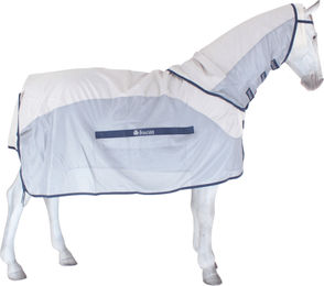 Bucas Buzz-Off Rain & Neck Fliegendecke für Pferde wasserdicht Silber Blau – Bild 1 von 10