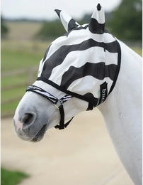 Produktbild von Bucas Buzz-Off Zebra Fliegenmaske für Pferde in Schwarz Weiß Bunt