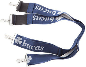Bucas Internal Surcingle Bauchgurt für Pferde in Navy/Silber mit Edelstahlbeschlägen Größe L – Bild 1 von 2