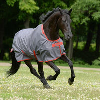 Produktbild von Bucas Irish Turnout Medium Weidedecke 150g Rip-Stop Grau Rot 140 cm