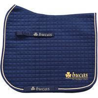Produktbild von Bucas Max Dressage Sattelpad mit Logo in Schwarz Silber Blau