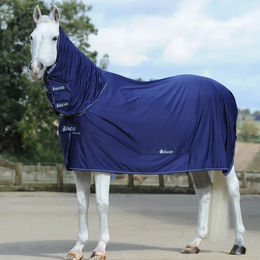 Bucas Power Cooler & Neck Outdoor-Pferdedecke mit Nackenrolle in Blau/Silber – Bild 1 von 3