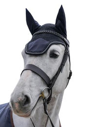Produktbild von Bucas Show-Line Fly Bonnet für Pferde Navy/Grau