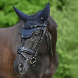 Produktbild von Bucas Show-Line Soundless Fly Bonnet Pferdeglocken in Blau oder Grau Größe L