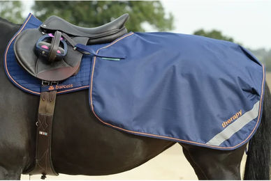 Bucas Therapy Quarter Sheet Nieren- und Ausreitdecke für Pferde Blau Orange Größe M – Bild 1 von 8