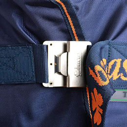 Bucas Therapy Turnout Light Pferdedecke Regendecke Navy/Orange Größe 140 - 50 g – Bild 1 von 6