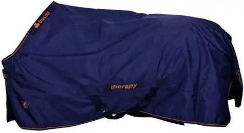 Bucas Therapy Turnout Wasserdichte Outdoor-Pferdedecke Navy/Orange – Bild 1 von 8