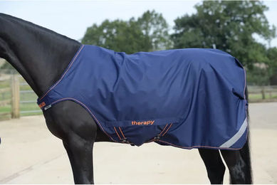 Bucas Therapy Walker Therapie- und Führmaschinendecke für Pferde Navy/Orange Größe 125 – Bild 1 von 12