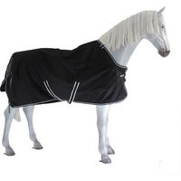 Produktbild von Bucas Trot Turnout Wasserdichte Outdoor-Pferdedecke mit Halsabdeckung Schwarz Weiß - 200 g
