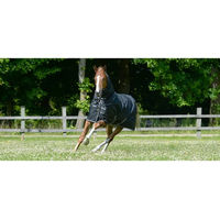 Produktbild von Bucas Trot Turnout Weidedecke für Pferde wasserdicht Schwarz/Weiß 140 - 50 g