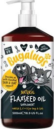 Bugalugs Leinsamenöl Vegan Omega 3-6-9 Nahrungsergänzung für Hunde und Katzen 500ml – Bild 1 von 3