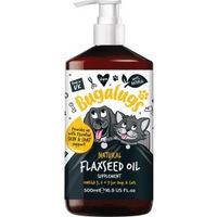 Produktbild von Bugalugs Leinsamenöl Vegan Omega 3-6-9 Nahrungsergänzung für Hunde und Katzen 500ml