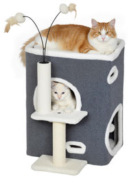 BundiGlassware Katzenkratzbaum mit Sisalpfosten in Grau für kleine Katzen – Bild 1 von 3