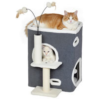 Produktbild von BundiGlassware Katzenkratzbaum mit Sisalpfosten in Grau für kleine Katzen