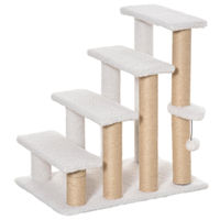 Produktbild von BundiGlassware Katzentreppe mit 4 Stufen als Kratzbaum Treppe Weiß 60 x 40 x 64 cm