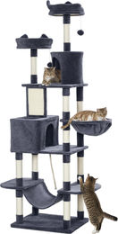 BundiGlassware Kratzbaum für große Katzen 206 cm mit Höhle, Sisalstämmen und Spielballen in Dunkelgrau – Bild 1 von 2
