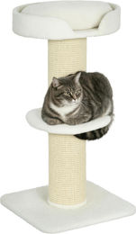 BundiGlassware Kratzbaum für Katzen 91cm mit Katzenbett und Plattform in Creme mit Wolle – Bild 1 von 2