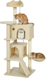 BundiGlassware Kratzbaum für Katzen in Beige mit Hängematte, Höhle und Sisalstämmen, 140 cm Höhe – Bild 1 von 1