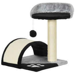 BundiGlassware Kratzbaum für Katzen mit Höhle, Spielball und Sisal-Seil, Schwarz, 46 cm – Bild 1 von 4