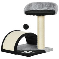 Produktbild von BundiGlassware Kratzbaum für Katzen mit Höhle, Spielball und Sisal-Seil, Schwarz, 46 cm