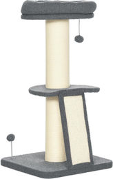 BundiGlassware Kratzbaum für Katzen mit Plattform, Spielball und Sisal in Dunkelgrau und Cremeweiß, 48 x 48 x 92 cm – Bild 1 von 3