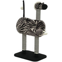 Produktbild von BundiGlassware Kratzbaum im Zebra-Design mit 1 Katzentunnel und 3 Kratzstämmen Schwarz Weiß 48,5 x 35 x 93 cm