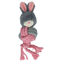 Bunny Ropey Ball Hundespielzeug für Welpen aus Seil Grau/Rosa – Bild 1 von 5