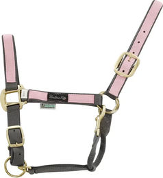 Produktbild von Buntes Nylon Pferdehalfter Umbria Equitazione Full in Grau und Rosa