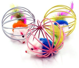 Buntes Plüsch Maus-Spielzeug für Käfigmäuse und Ratten 6 x 6 cm – Bild 1 von 3