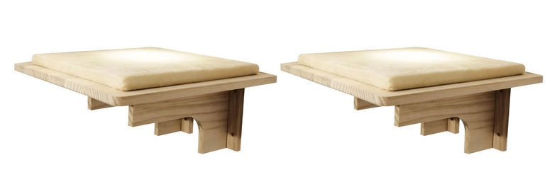 BURI 2er Set Katzen Fensterliege aus Holz Natur Wandliege für Katzen – Bild 1 von 2