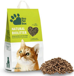 BURI Bio Katzenstreu Pellets aus Heu unparfümiert 22 L - 4 x 3 kg – Bild 1 von 11