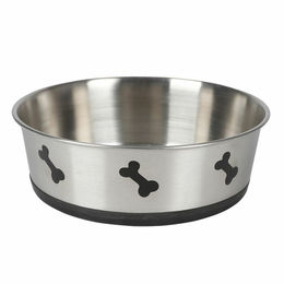 BURI Edelstahl Futternapf für Hunde 2,5 L rutschfest Silber - 2 l – Bild 1 von 2