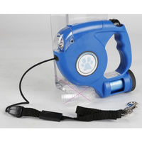 Produktbild von BURI Hundeleine mit 4 LEDs und 20 Kotbeuteln Blau 4,6m aus Kunststoff