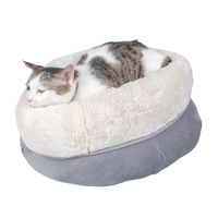 Produktbild von BURI Kuschelbetten Set für Katzen und kleine Hunde aus Plüsch Grau 8 Stück 46x24cm